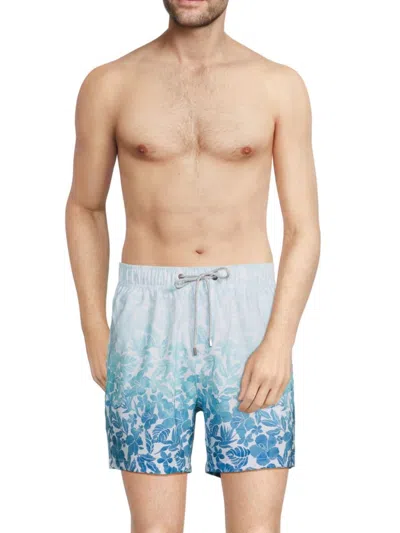 Vintage Summer Men's Floral Swim Shorts In Blue