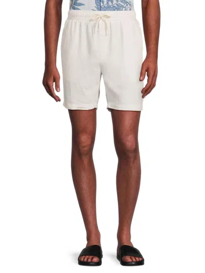 Vintage Summer Men's Linen Blend Drawstring Shorts In Beige Khaki