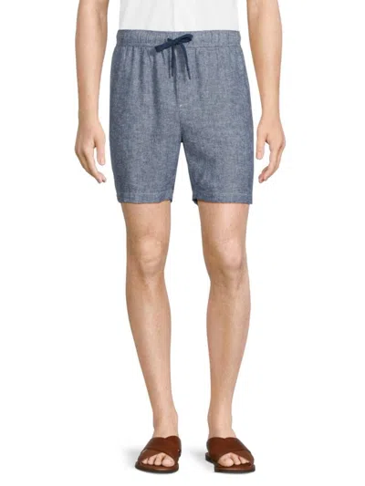Vintage Summer Men's Linen Blend Drawstring Shorts In Navy