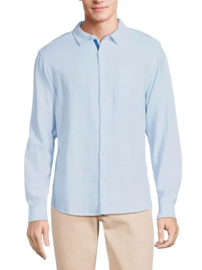 Vintage Summer Men's Linen Blend Shirt In Blue
