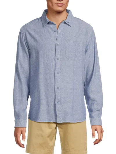 Vintage Summer Men's Linen Blend Shirt In Navy