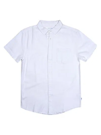 Vintage Summer Men's Linen-blend Short-sleeve Shirt In White