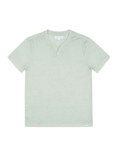 Vintage Summer Men's Marled Ribbed Henley In Green