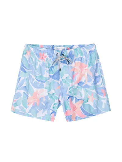 Vintage Summer Men's Patchwork Print 4-way Stretch Volley Swim Shorts In Blue