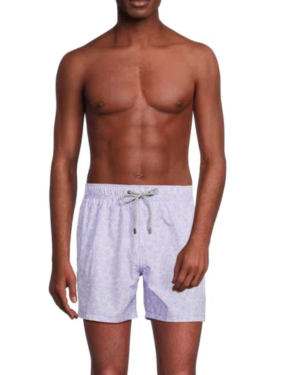 Vintage Summer Men's Print Drawstring Swim Shorts In Lilac