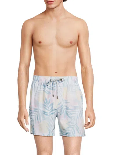 Vintage Summer Men's Print Swim Shorts In Blue Multi