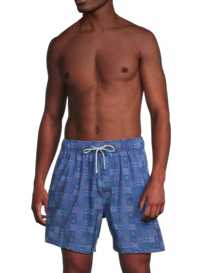 Vintage Summer Men's Printed Swim Shorts In Navy