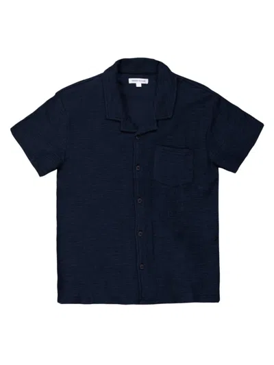 Vintage Summer Men's Slub Terry Camp Shirt In Black
