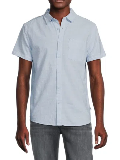 Vintage Summer Men's Solid Cotton Shirt In Light Blue