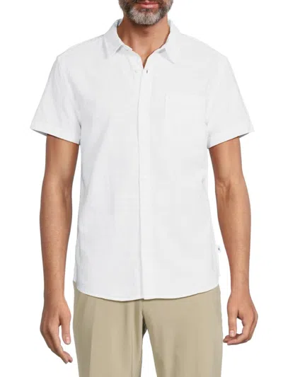 Vintage Summer Men's Solid Cotton Shirt In White