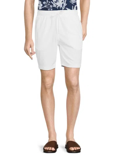 Vintage Summer Men's Solid Drawstring Shorts In White