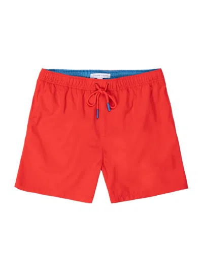 Vintage Summer Men's Solid Swim Shorts In Red