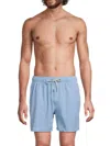 Vintage Summer Solid Washed Water Repellent Swim Trunks In Blue