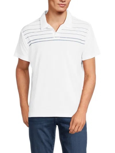 Vintage Summer Men's Striped French Terry Polo In White