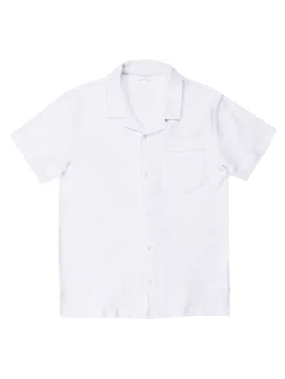 Vintage Summer Men's Textured Cotton Camp Shirt In White