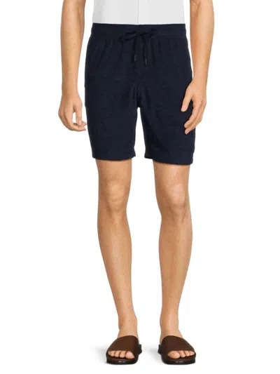 Vintage Summer Men's Towel Terry Drawstring Shorts In Navy