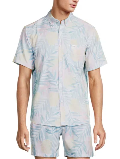 Vintage Summer Men's Tropical Print Shirt In Blue Multi