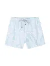 Vintage Summer Men's Wave Print 4-way Stretch Volley Swim Shorts In Blue