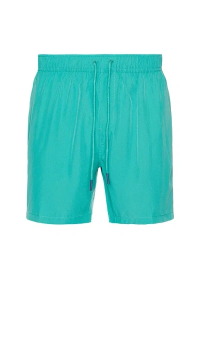 Vintage Summer Performance Stretch Lined Volley Swim Short In Green