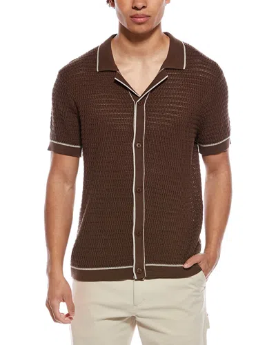 Vintage Summer Polo Sweater In Brown