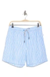 Vintage Summer Ponji Stripe Print Swim Trunks In Blue