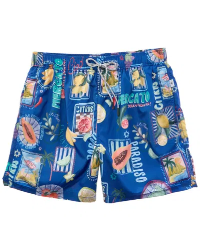 Vintage Summer Ponji Swim Short In Blue