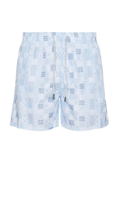 Vintage Summer Ponji Swim Shorts In Blue