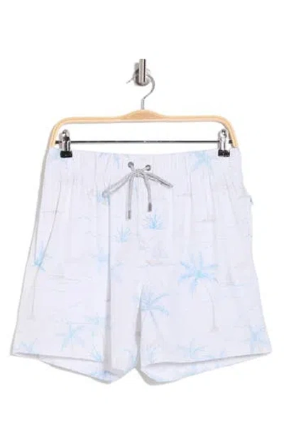 Vintage Summer Print Stretch Volley Swim Shorts In Ivory