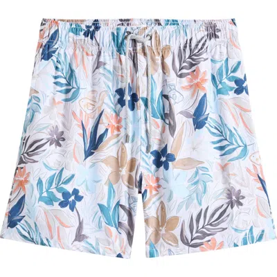 Vintage Summer Print Volley Swim Trunks In Multi