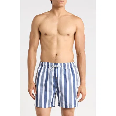 Vintage Summer Printed Cabana Stripe Volley Swim Shorts In Multi