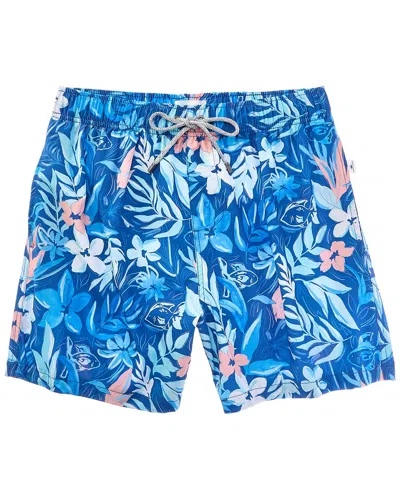 Vintage Summer Printed Swim Short In Blue