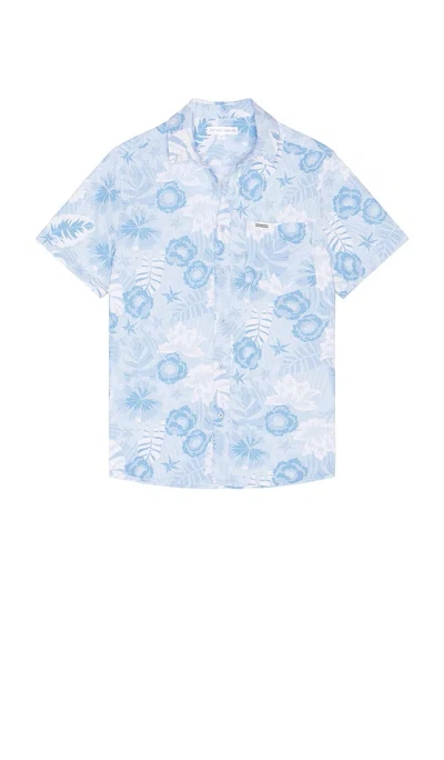 Vintage Summer Seersucker Shirt In Light Blue