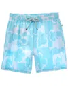 Vintage Summer Seersucker Stretch Volley Swim Trunk In Blue