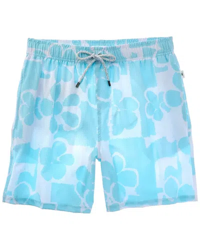Vintage Summer Seersucker Stretch Volley Swim Trunk In Blue