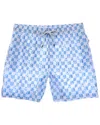 Vintage Summer Seersucker Stretch Volley Swim Trunk In Blue