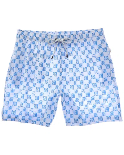 Vintage Summer Seersucker Stretch Volley Swim Trunk In Blue