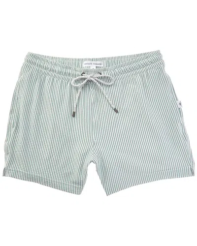 Vintage Summer Seersucker Swim Short In Green
