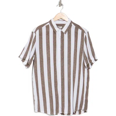 Vintage Summer Short Sleeve Button-up Shirt In Brown