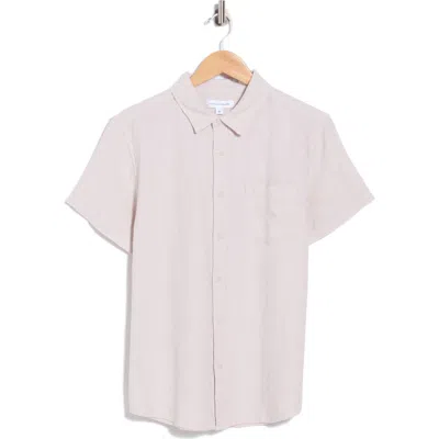 Vintage Summer Short Sleeve Linen Blend Button-up Shirt In Neutral