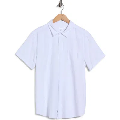 Vintage Summer Short Sleeve Linen Button-down Shirt In White
