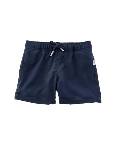 Vintage Summer Kids' Solid Performance Volley Swim Short In Blue