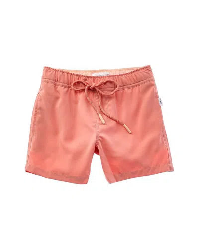 Vintage Summer Kids' Solid Performance Volley Swim Short In Brown