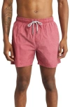 Vintage Summer 4-way Stretch Seersucker Swim Trunk In Red