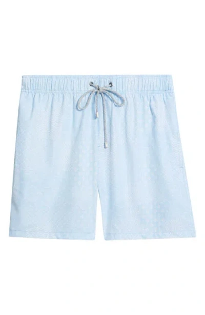 Vintage Summer Stretch Volley Swim Trunks In Blue