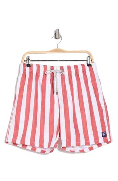 Vintage Summer Stripe Swim Shorts In Red