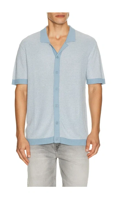 Vintage Summer Sweater Knit Shirt In Blue