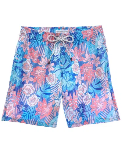 Vintage Summer Volley Swim Trunk In Blue