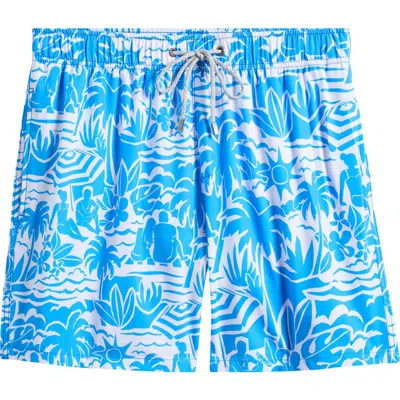 Vintage Summer Volley Swim Trunks In Blue
