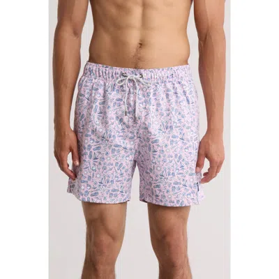 Vintage Summer Volley Swim Trunks In Pink