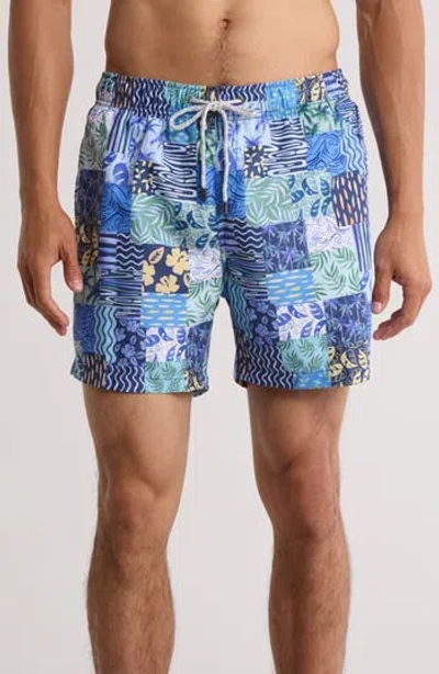 Vintage Summer Volley Swim Trunks In Blue
